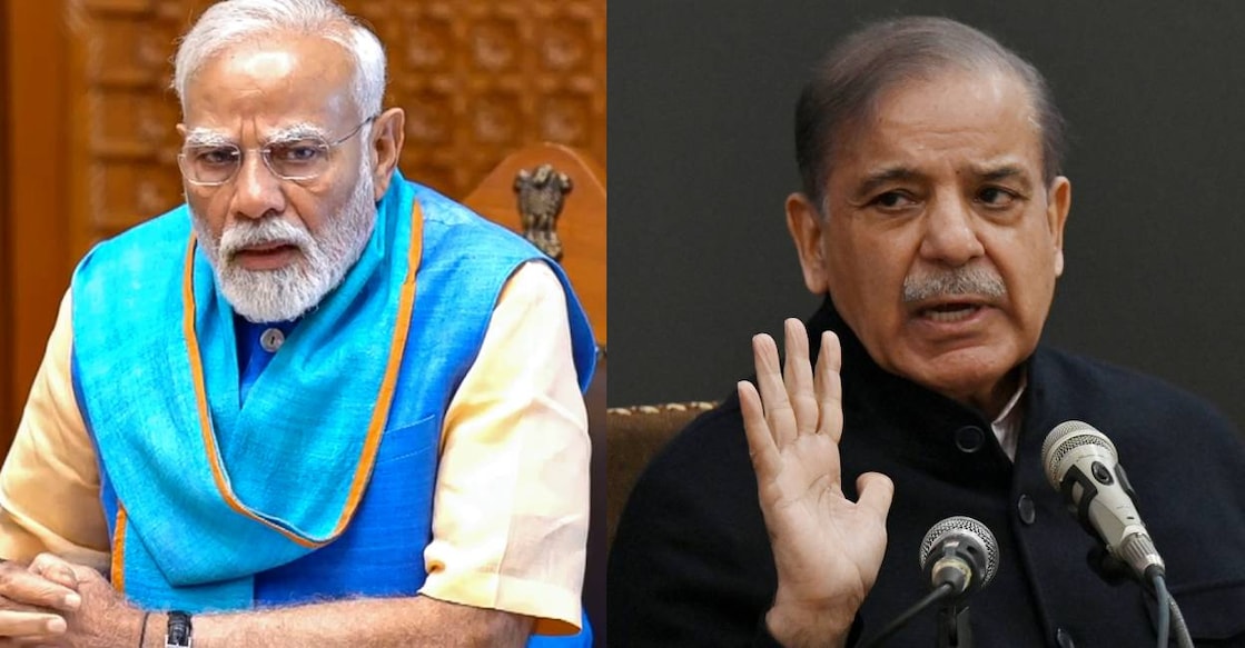 Indian Prime MInister Narendra Modi (left) and Pakistan Prime Minister Shehbaz Sharif. Photo: PTI, AFP