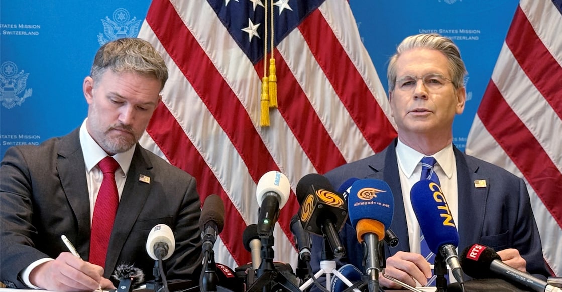 US Secretary of the Treasury Scott Bessent and US Trade Representative Jamieson Greer attend a news conference after trade talks with China in Geneva, Switzerland, May 12, 2025. Photo: REUTERS/Olivia Le Poidevin