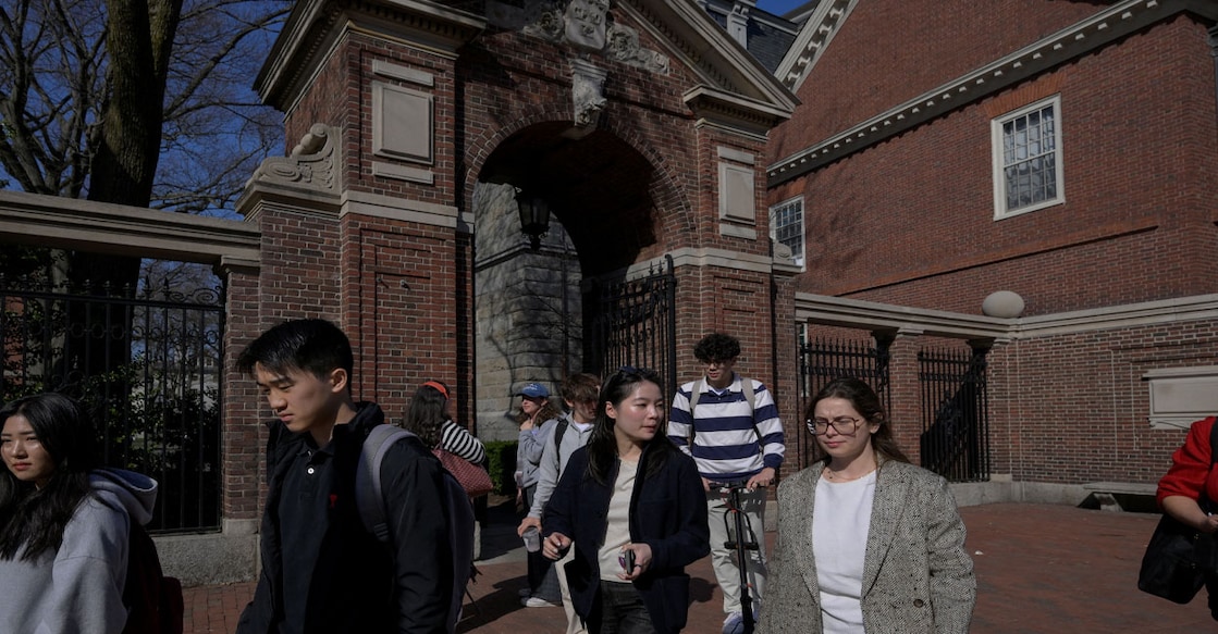 Students walk on the campus of Harvard University in Cambridge. File Photo: REUTERS/Faith Ninivaggi