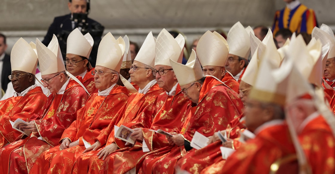 cardinals-conclave Members of the clergy gather on the day the Dean of the College of Cardinals, Cardinal Giovanni Battista Re presides over the Holy Mass, celebrated for the election of the new pope, in St Peter’s Basilica, at the Vatican, May 7, 2025. Photo: REUTERS/Murad Sezer