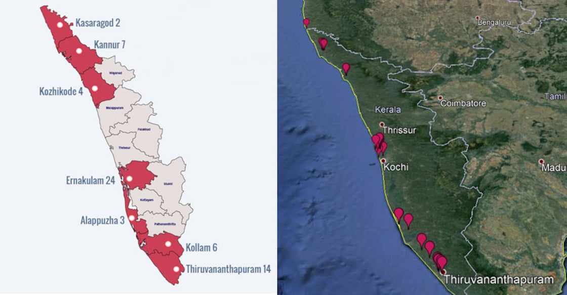 In maps: 65 major Coastal Regulation Zone violations in Kerala