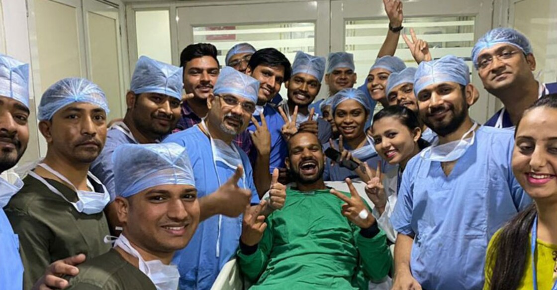 Dhawan brings smile at hospital, Hardik takes funny dig