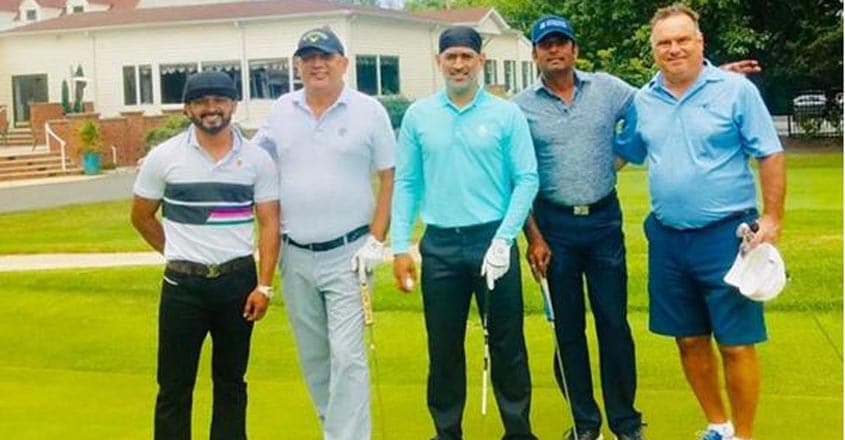 Dhoni enjoys golf with Jadhav in the US Dhoni enjoys golf with Jadhav in the US