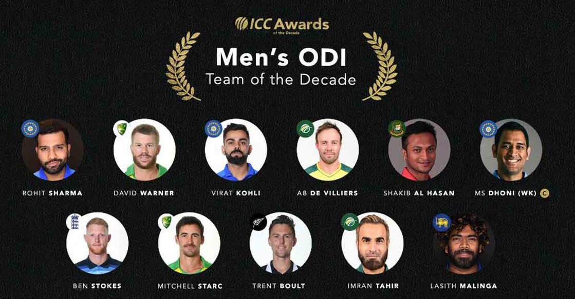 Rohit Sharma, Virat Kohli and M S Dhoni have made it to the ODI Team of the Decade. Photo: Twitter/ICC
