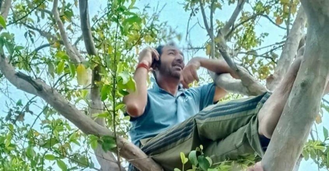 Umpire Anil Chaudhary climbs up trees for mobile network in UP village