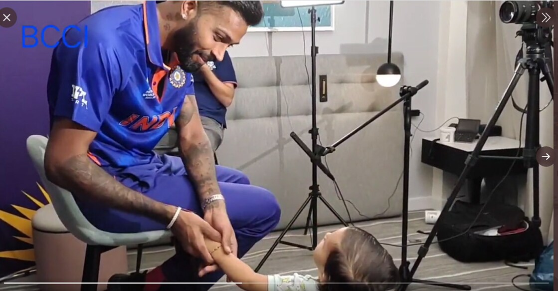 Pandya with his son