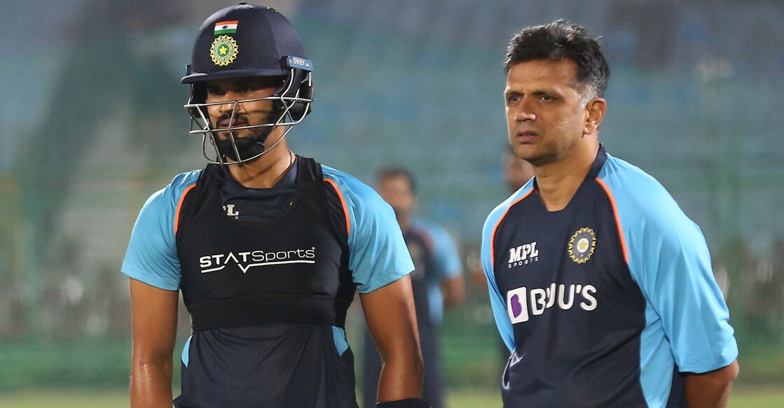 Coach Rahul Dravid with Shreyas Iyer. Photo: Twitter/BCCI