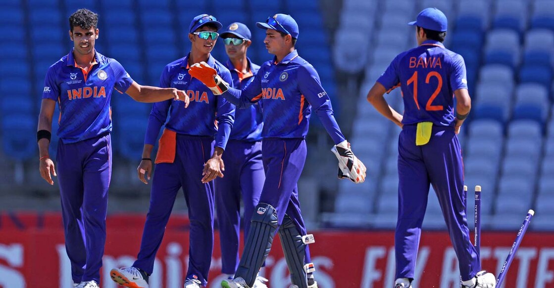 Indian players celebrate a wicket. Photo: Twitter/@BCCI