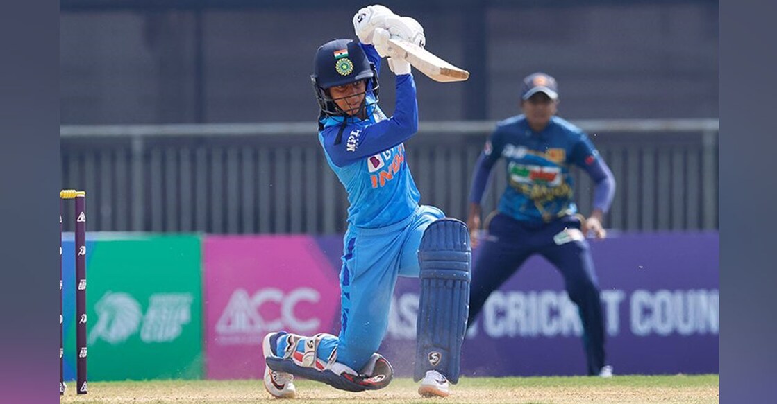 India's Jemimah Rodrigues in action during the match against Sri Lanka. Photo: Twitter/ @BCCIWomen