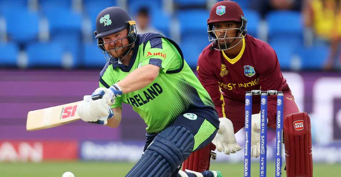 Paul Stirling plays a shot. Photo: AFP/David Gray