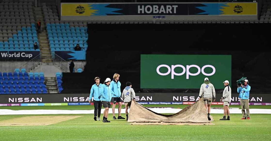 Rain had the final word at the Bellerive Oval in Hobart. Photo: Twitter@ICC