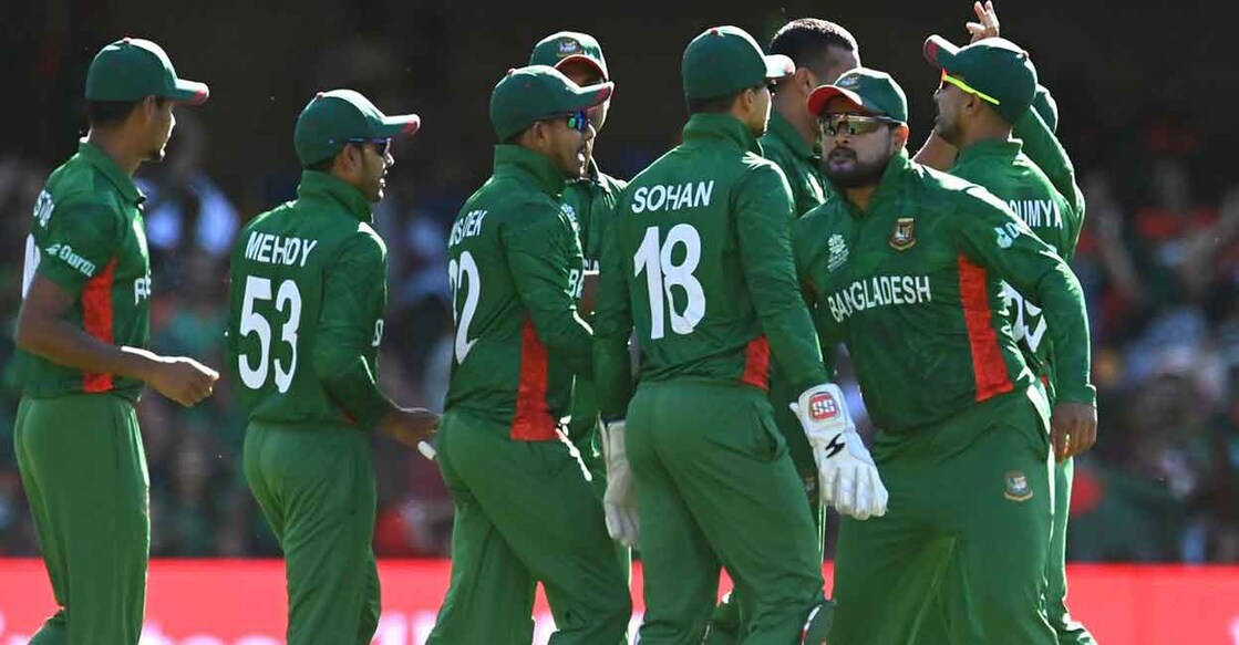 Bangladesh players celebrate their win. Photo: Twitter@ICC