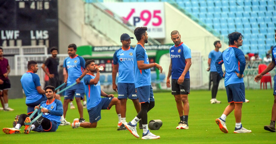 Indian players during a training session in Lucknow on Tuesday. File photo: PTI/Nand Kumar