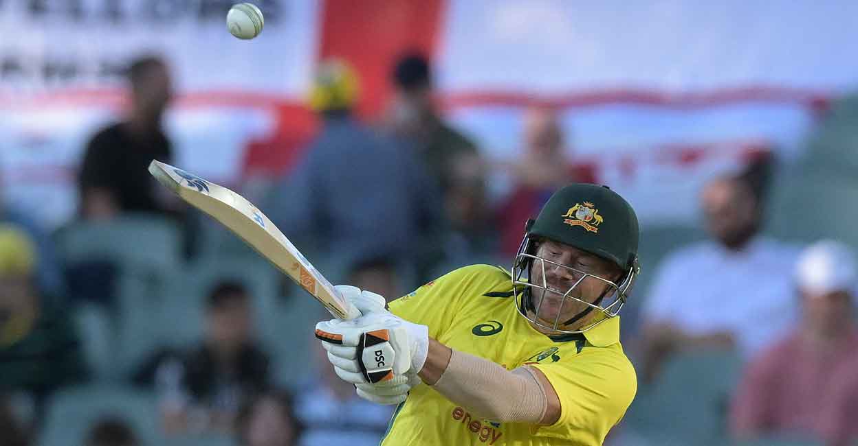 David Warner in action. Photo: AFP/Brenton Edwards