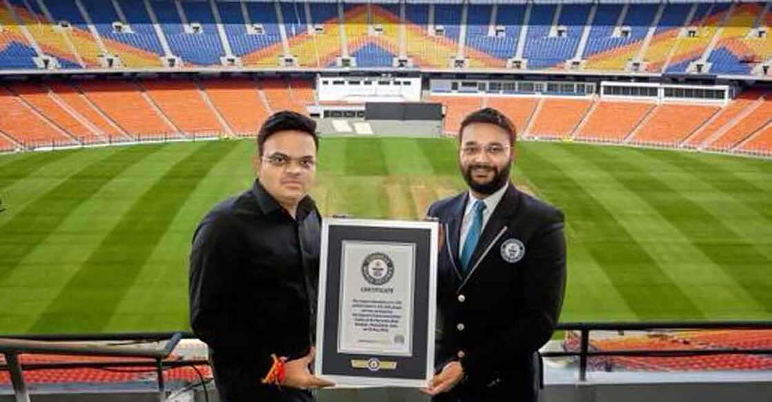 The Narendra Modi Stadium has a capacity of 110,000 which is nearly 10,000 more than Melbourne Cricket Ground. Photo: Twitter@BCCI