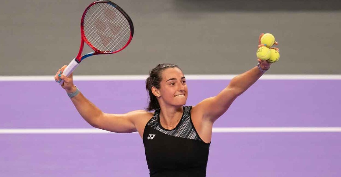 Caroline Garcia celebrates after beating Daria Kasatkina. Photo: Reuters/USA TODAY Sports: Susan Mullane