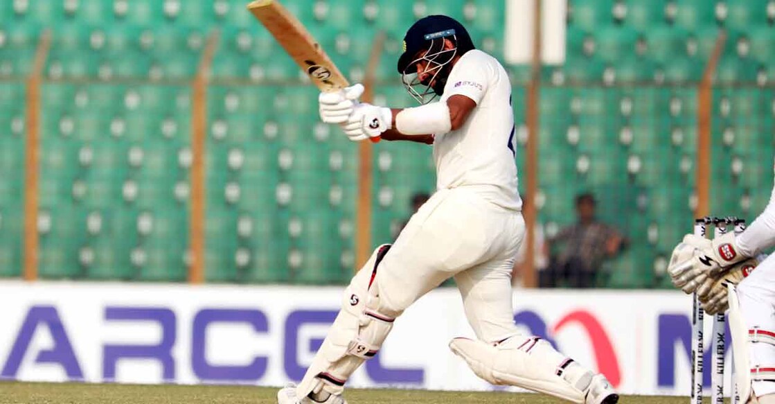 Cheteshwar Pujara in action. Photo: Twitter@BCCI