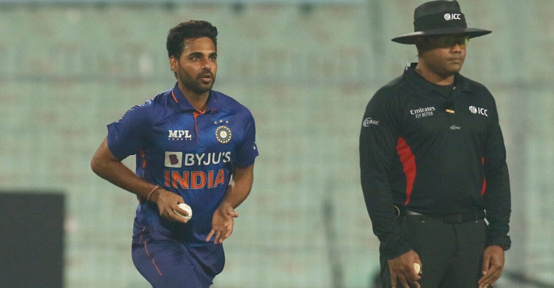 Bhuvneshwar Kumar bowled a brilliant penultimate over. Photo: IANS