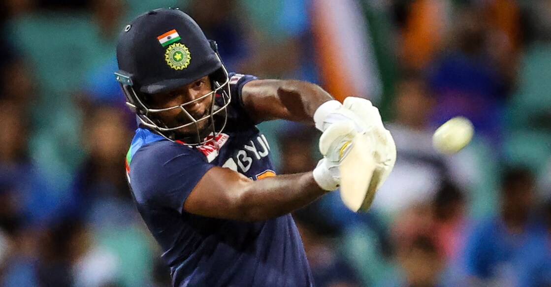 Sanju Samson has got a wide range of shots. File photo: AFP/David Gray