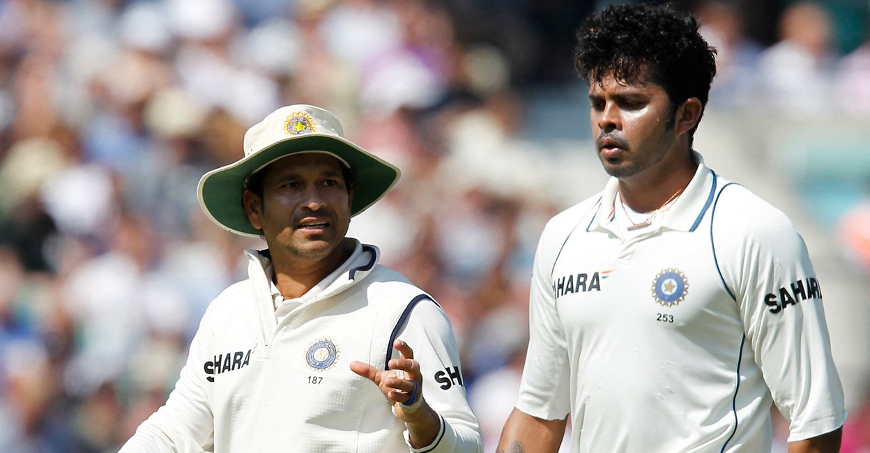 Sachin Tendukar Sachin Tendulkar has a word with S Sreesanth during the 2011 Oval Test. This turned out to be Sreesanth's final game for India. File photo: AFP/Ian Kington