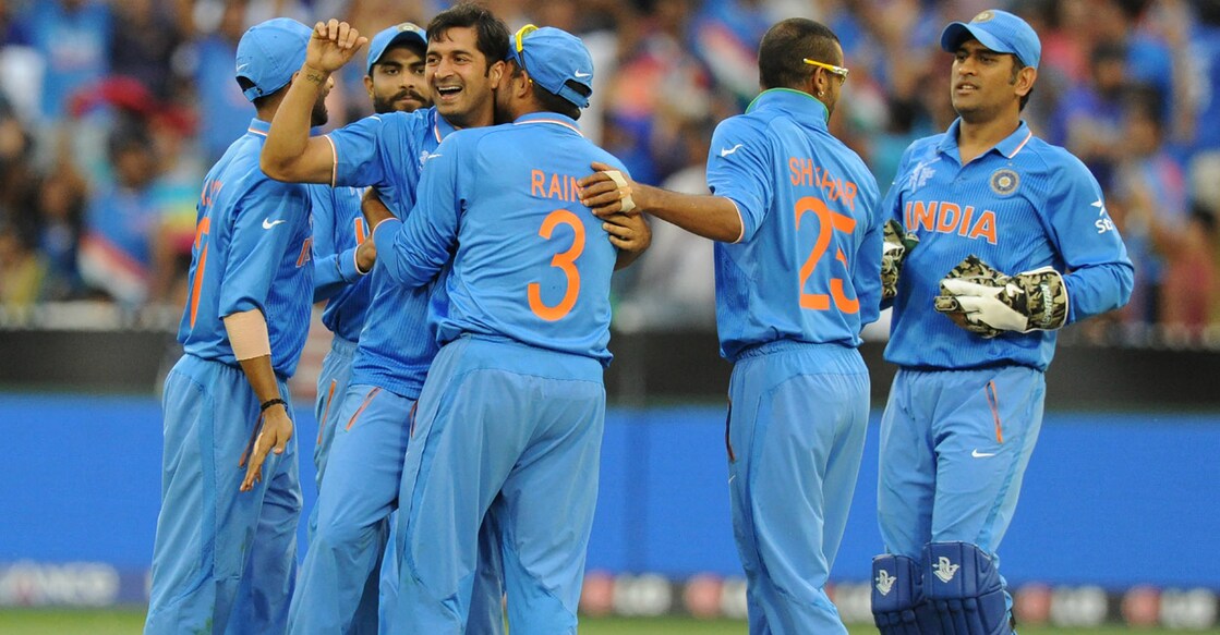 Mohit Sharma, third left, was part of the Indian team which played in the 2015 World Cup. File photo: AFP/Mal Fairclough