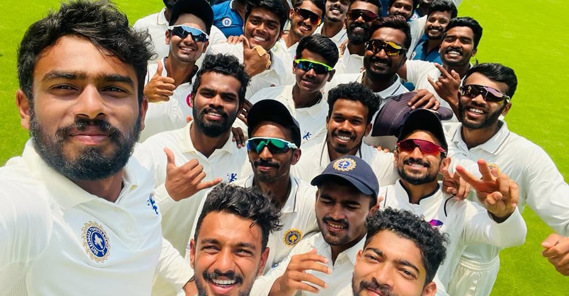 Kerala players pose for a selfie after their win. Photo: KCA