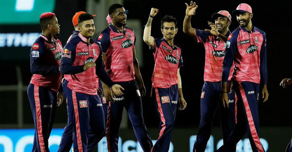 Yuzvendra Chahal Yuzvendra Chahal, third right, celebrates with teammates after his match-winning spell. Photo: Twitter@IPL