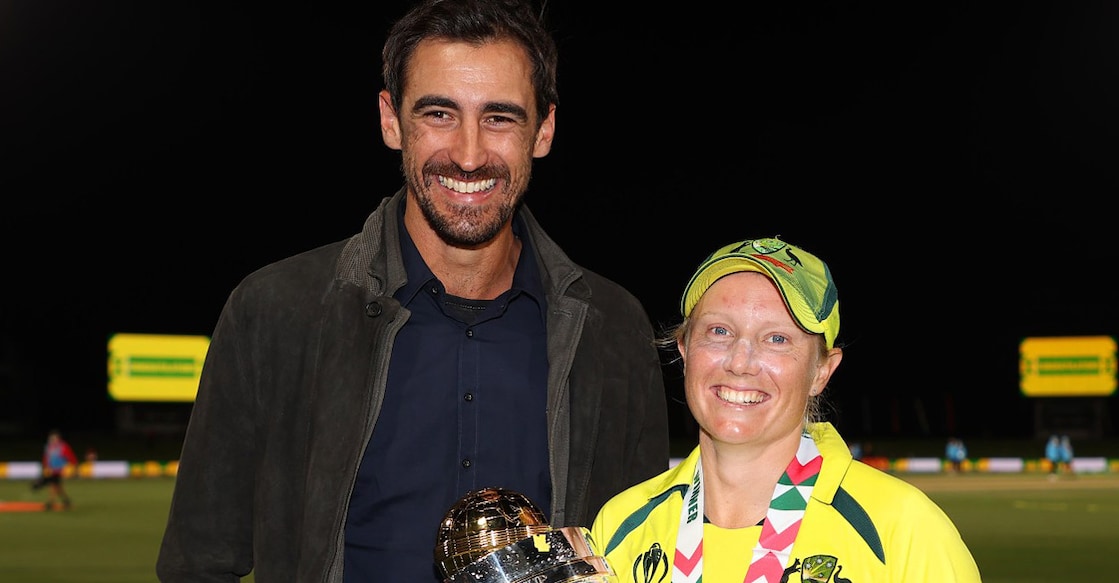 Starc & Healy Mitchell Starc was in Christchurch to witness Alyssa Healy's epic knock. Photo: Twitter@ICC