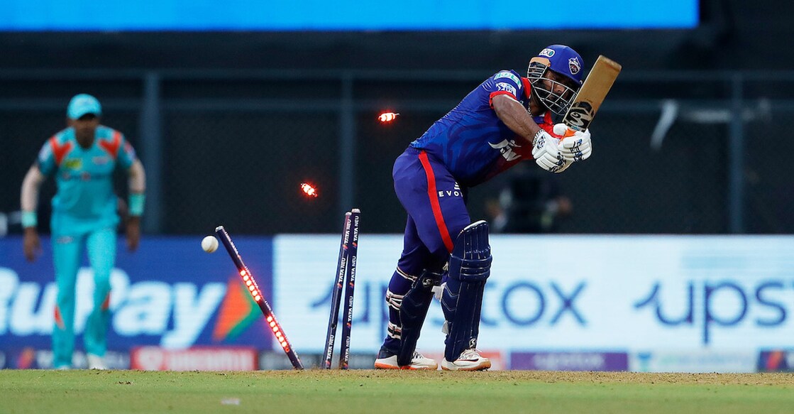 Rishabh Pant has no clue to this one from Moshin Khan. Photo: Twitter@IPL