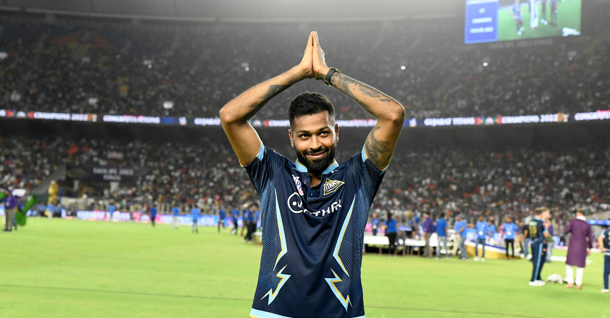 Hardik Pandya thanks the fans after the final. Photo: Twitter@gujarat_titans