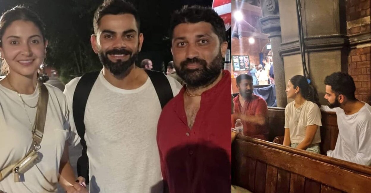 Anushka and Kohli with a fan. Photo: IANS