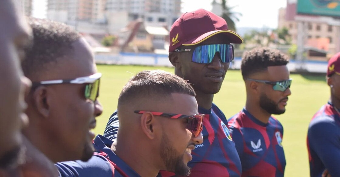 West Indies players ahead of a training session. Photo: Twitter@windiescricket