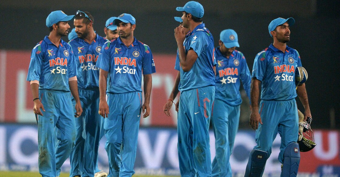 Indian players leave the ground after losing to Pakistan by one wicket in the 2014 Asia Cup. File photo: AFP/Dibyangshu Sarkar