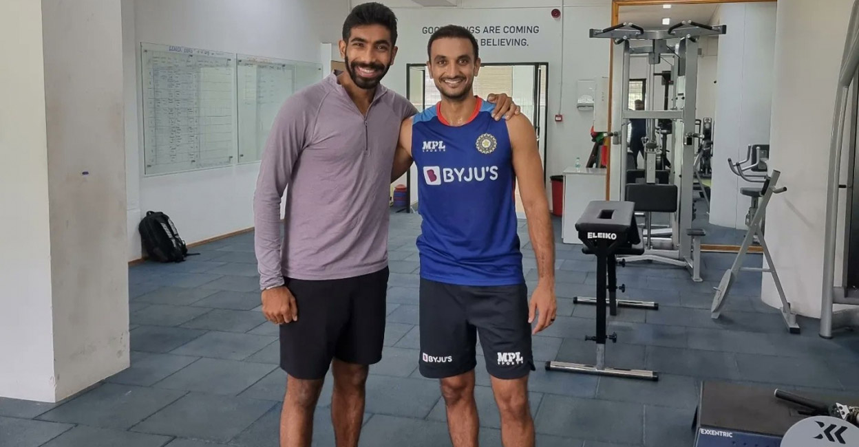 Jasprit Bumrah and Harshal Patel at the National Cricket Academy in Bengaluru. File photo: IANS
