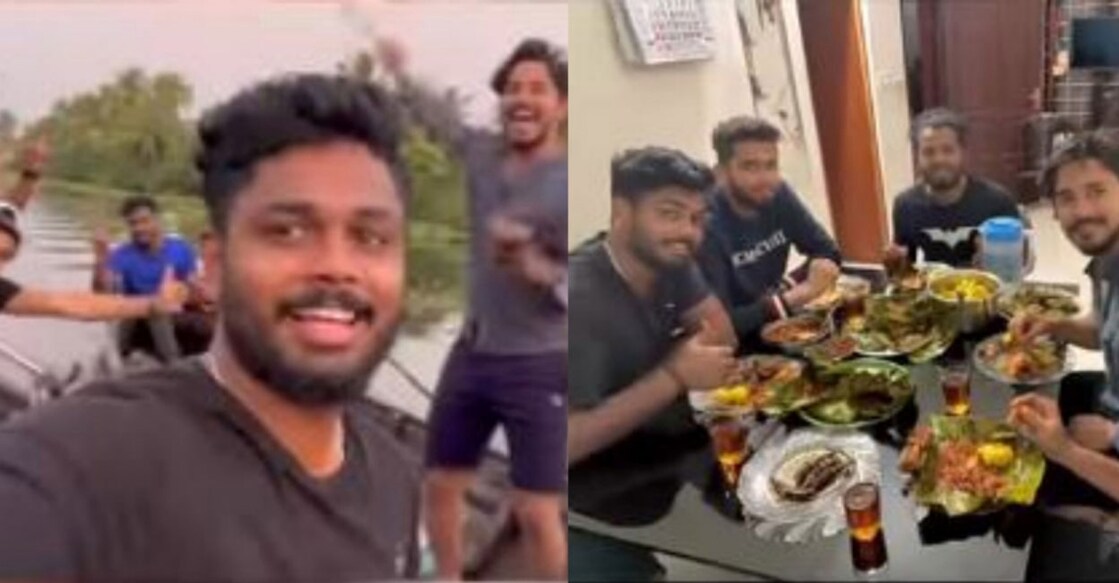 Sanju Samson and friends enjoy the country boat ride. Screengrab