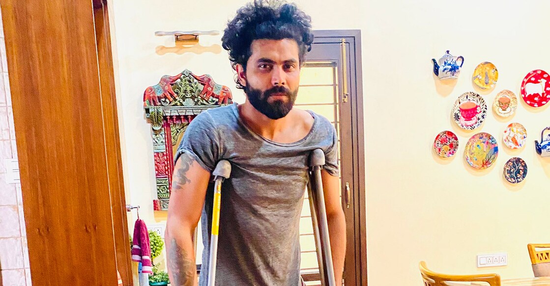 Ravindra Jadeja is recuperating after undergoing a knee surgery. Photo: Twitter@imjadeja