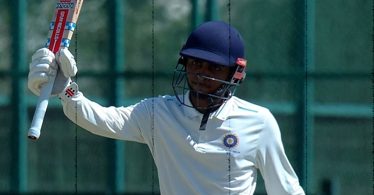 Wicketkeeper-batsman Het Patel was unbeaten on 96 off 178 for West Zone at stumps on day one. Photo: Twitter/ @BCCIdomestic