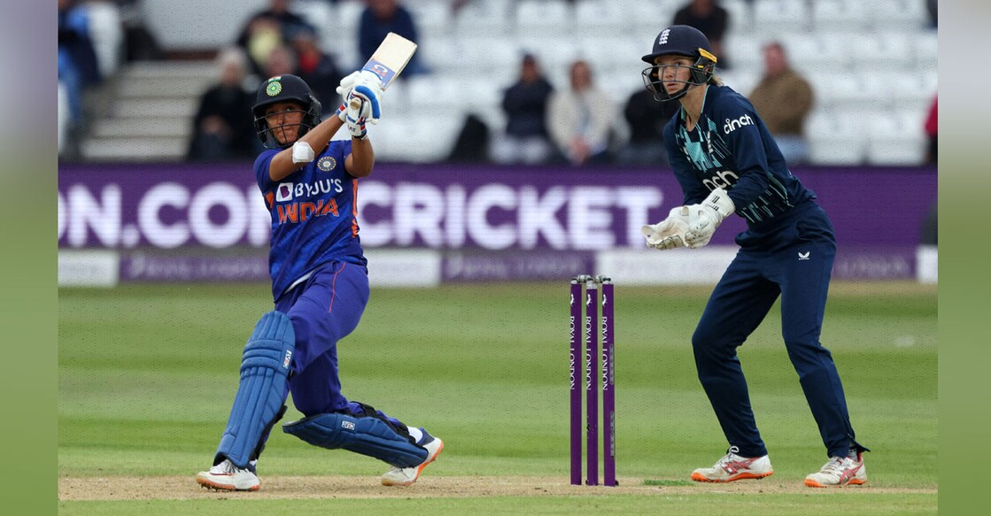 Harmanpreet Kaur Indian skipper Harmanpreet Kaur plays a shot during the 2nd Women's ODI against England at St Lawrence Ground in Canterbury on Wednesday. Photo: PTI