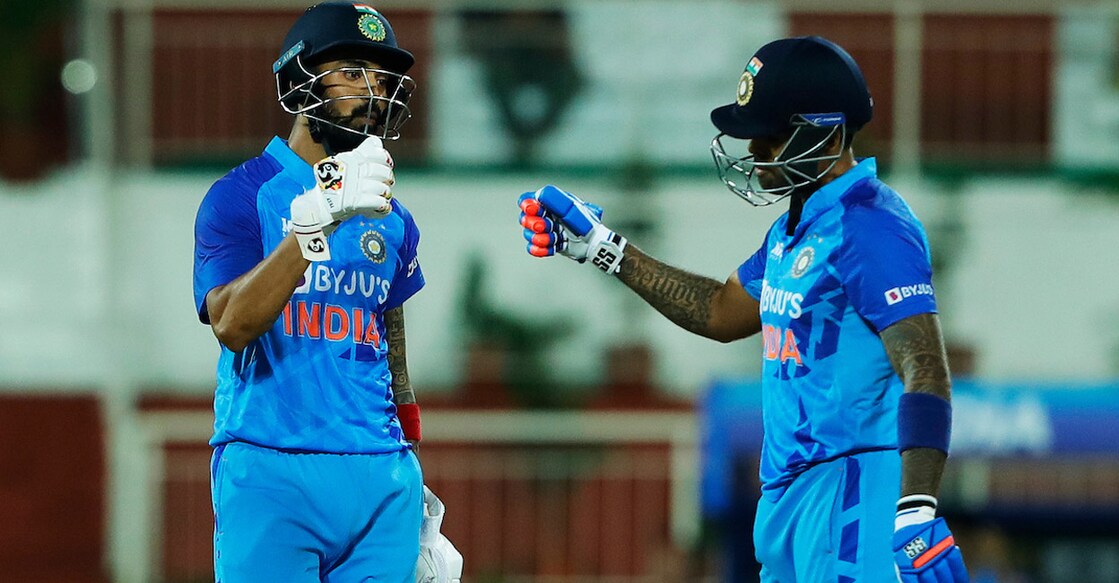 K L Rahul and Suryakumar Yadav during their match-winning stand. Photo: Twitter@BCCI