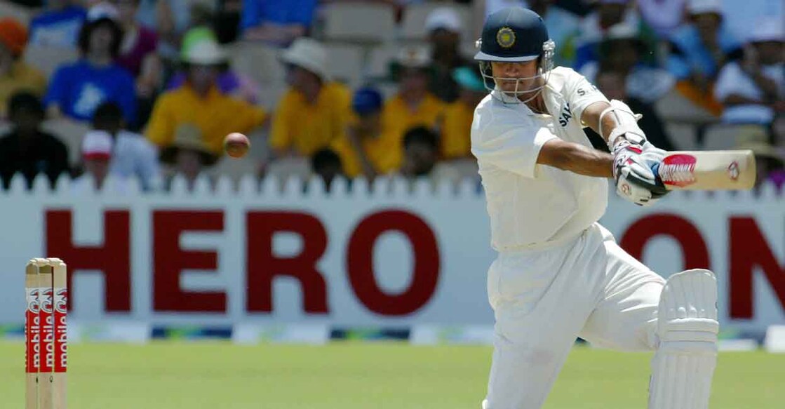 Rahul Dravid en route to his double ton in the 2003 Adelaide Test. File photo: AFP/William West