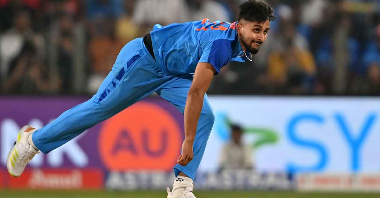 Umran Malik has impressed one and all with his raw pace. File photo: AFP/Punit Paranjpe