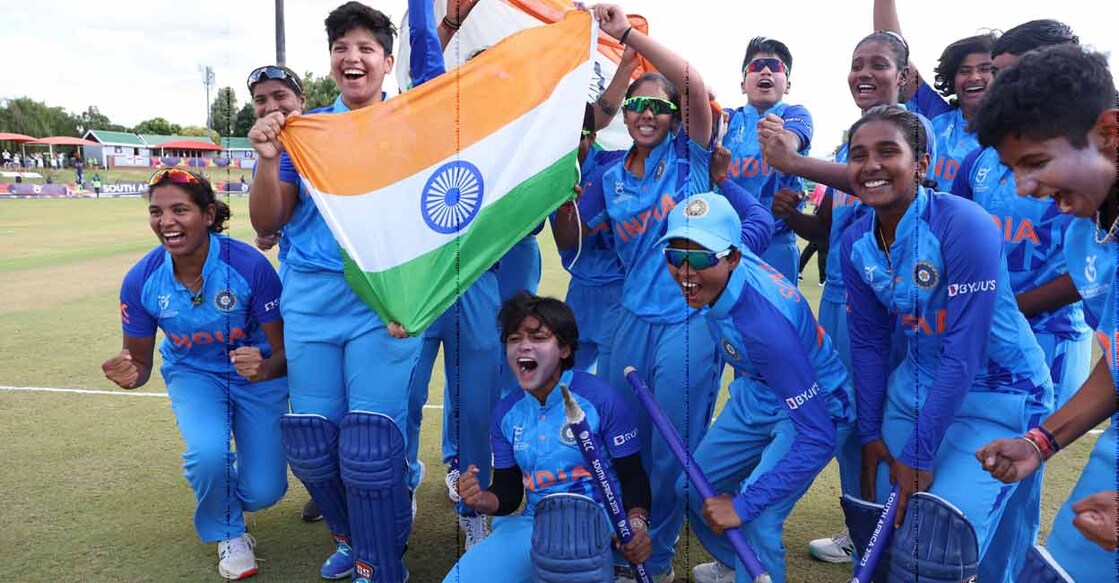 Indian players celebrate winning the final. Photo: Twitter/ @BCCIWomen