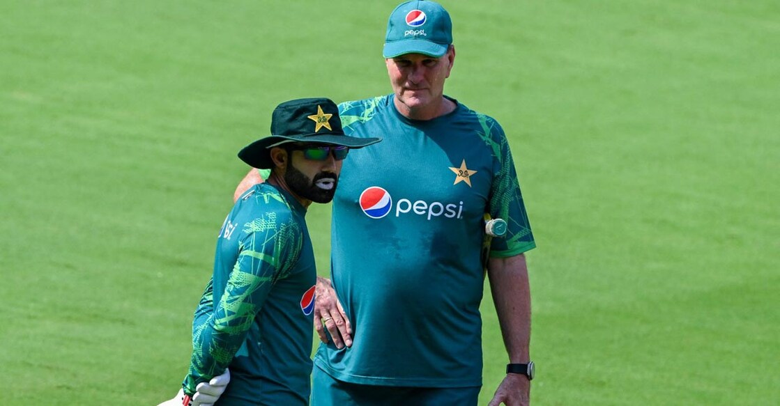 Pakistan's Mohammad Rizwan with coach Grant Bradburn. File photo: AFP/Punit Paranjpe