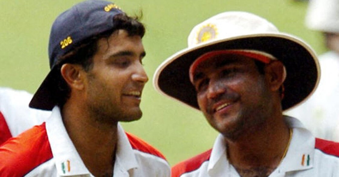 Dada & Viru Gaguly's gamble to promote Sehwag as opener paid dividends. File photo: AFP/Dibyangshu Sarkar