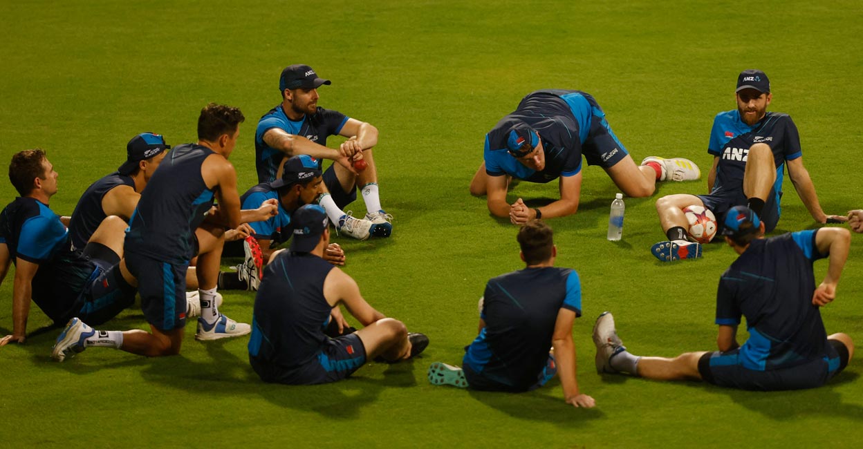 New Zealand player at the Wankhede Stadium in Mumbai on Monday night. Photo: Reuters/Francis Mascarenhas