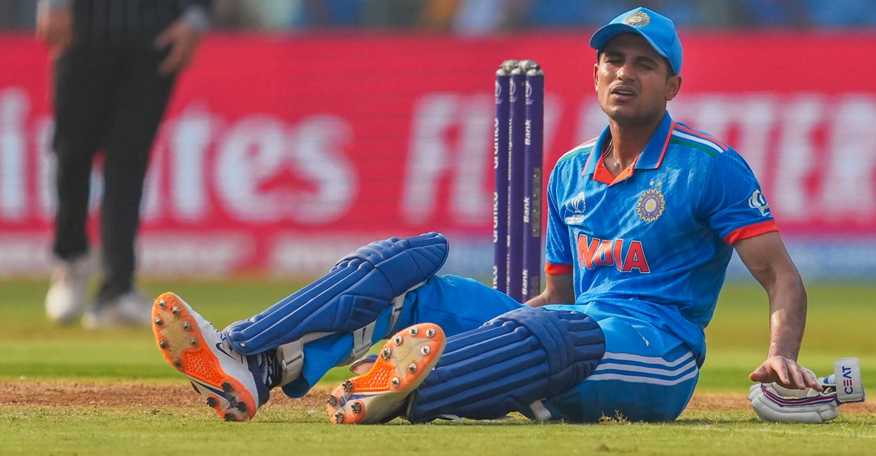 Shubman Gill Shubman Gill struggled on a sultry afternoon at the Wankhede. Photo: PTI/Kunal Patil