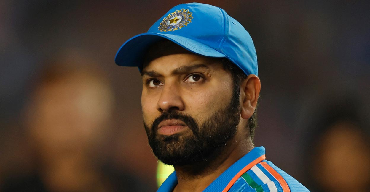 Indian captain Rohit Sharma looks dejected after losing the final. Photo: Reuters/Adnan Abidi