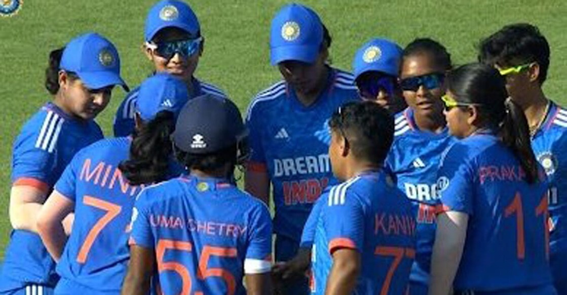 India 'A' players celebrate a wicket. Photo: X@BCCIWomen