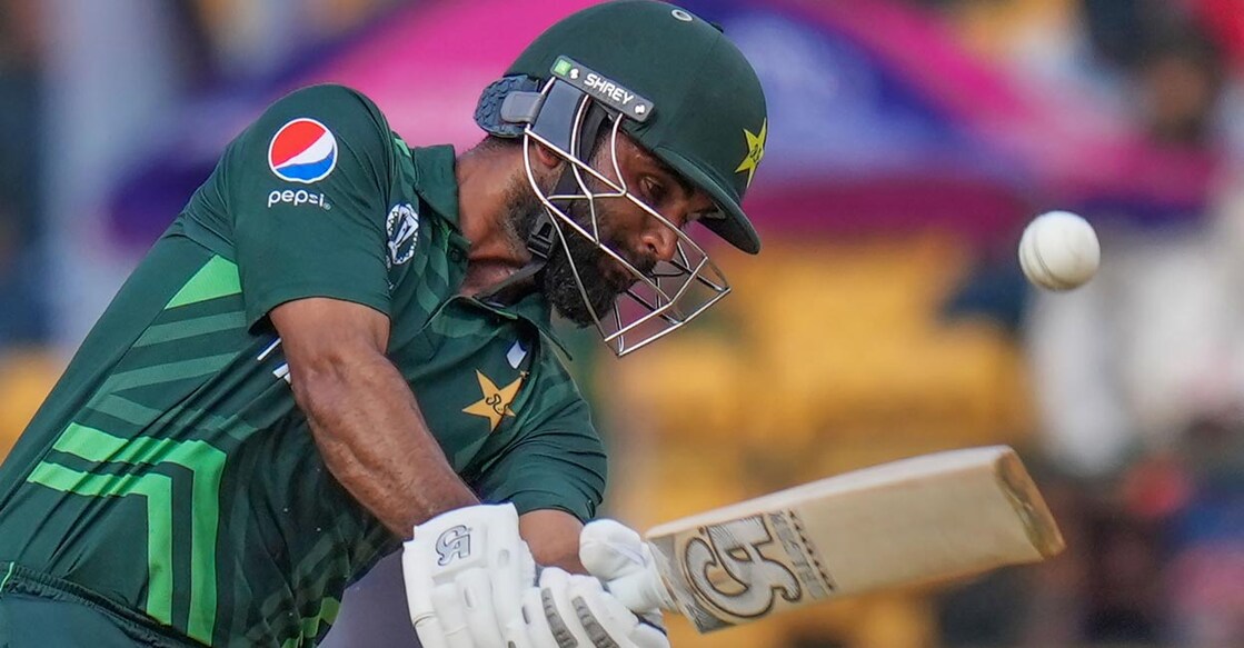 Pakistan's Fakhar Zaman plays a shot. Photo: PTI/Shailendra Bhojak