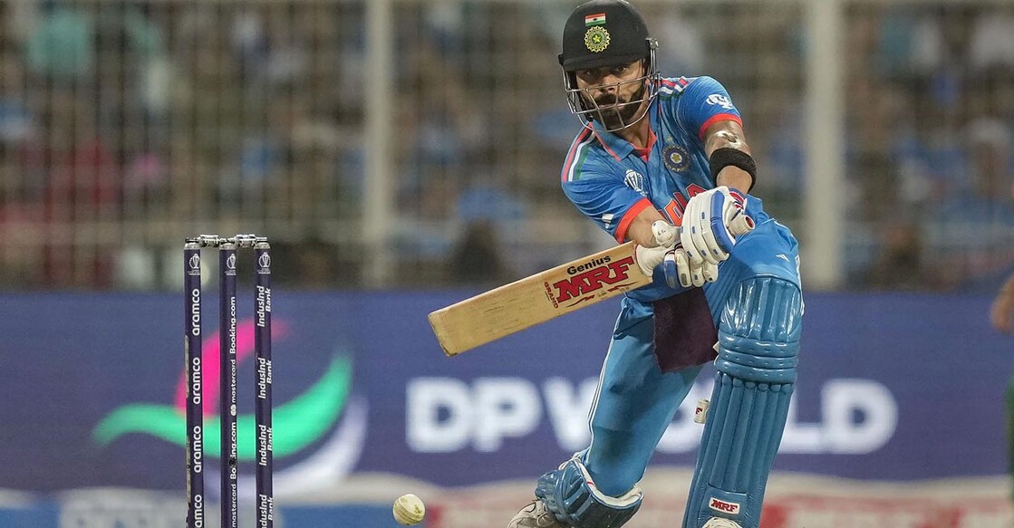 Virat Kohli en route to his 49th ODI ton. Photo: PTI/Gurinder Osan